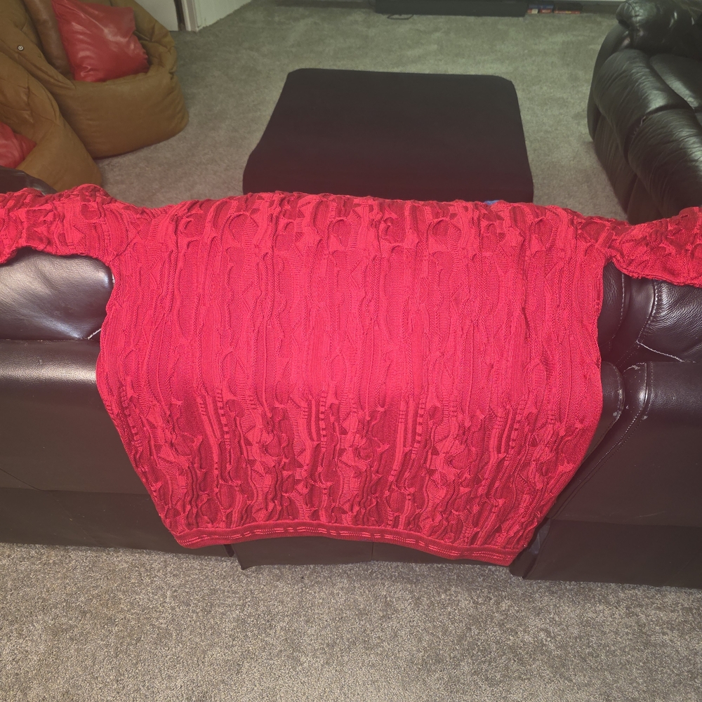 Red Cable Knit Sweater - Picture 3 of 3
